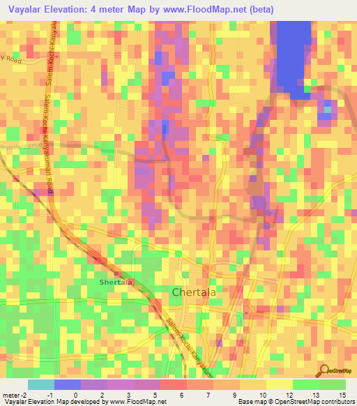 Vayalar,India Elevation Map