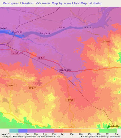 Varangaon,India Elevation Map