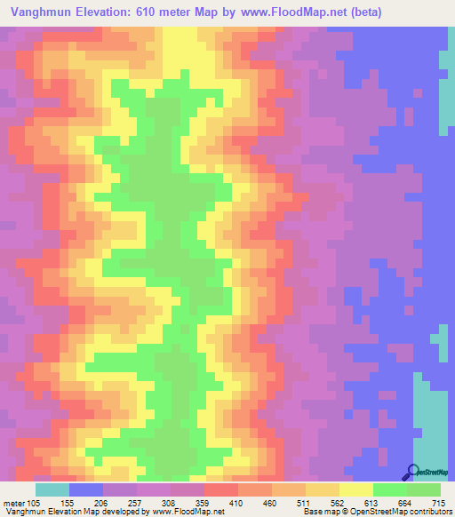 Vanghmun,India Elevation Map