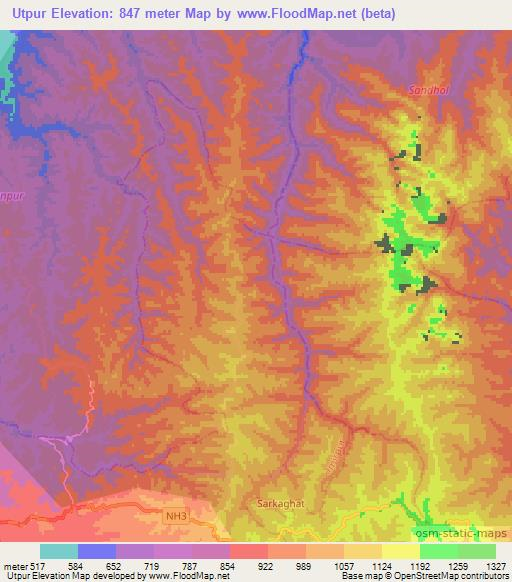 Utpur,India Elevation Map