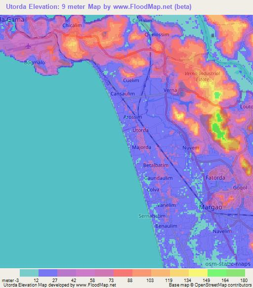 Utorda,India Elevation Map