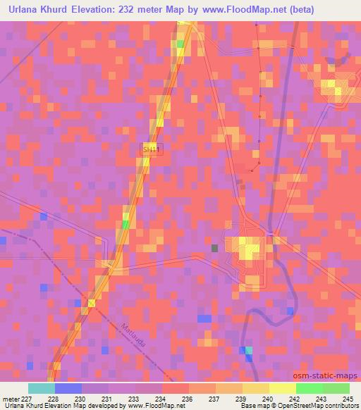Urlana Khurd,India Elevation Map