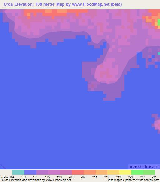 Urda,India Elevation Map
