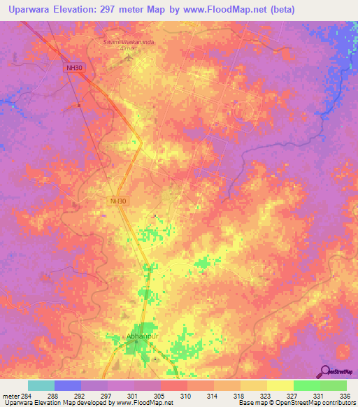 Uparwara,India Elevation Map