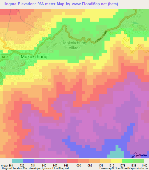 Ungma,India Elevation Map