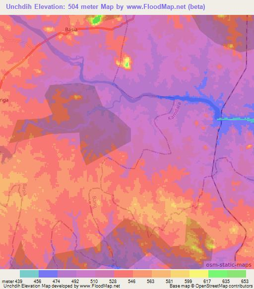 Unchdih,India Elevation Map