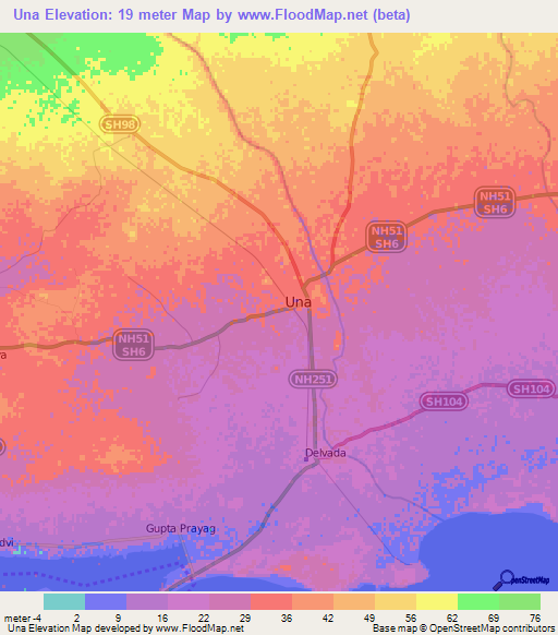 Una,India Elevation Map