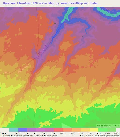 Umshem,India Elevation Map