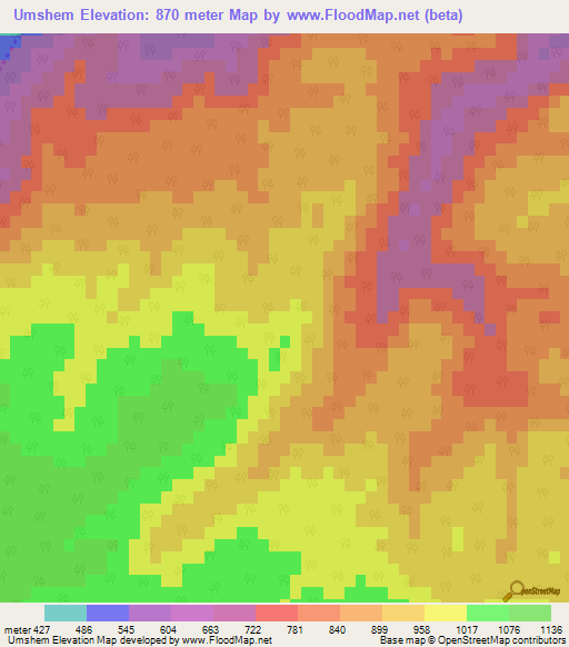 Umshem,India Elevation Map
