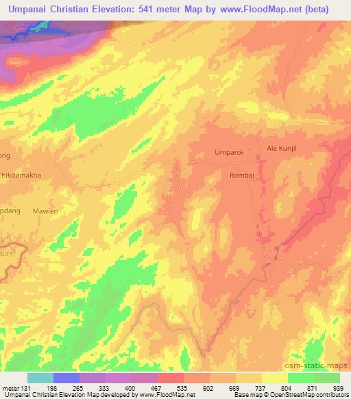 Umpanai Christian,India Elevation Map