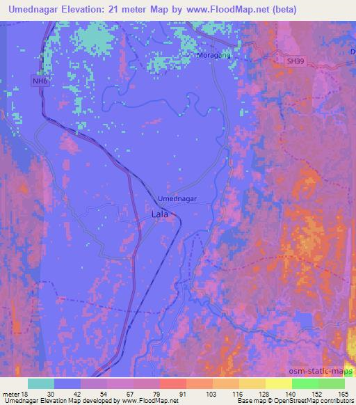 Umednagar,India Elevation Map