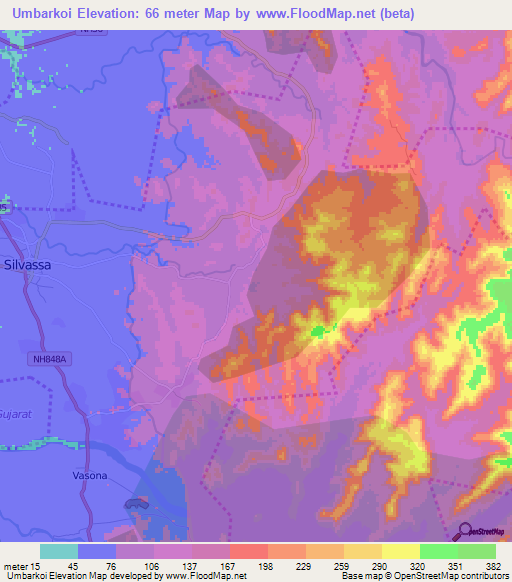 Umbarkoi,India Elevation Map