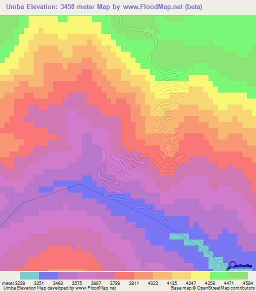 Umba,India Elevation Map