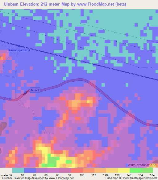 Ulubam,India Elevation Map