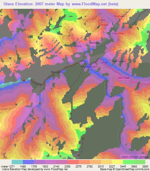 Ulans,India Elevation Map