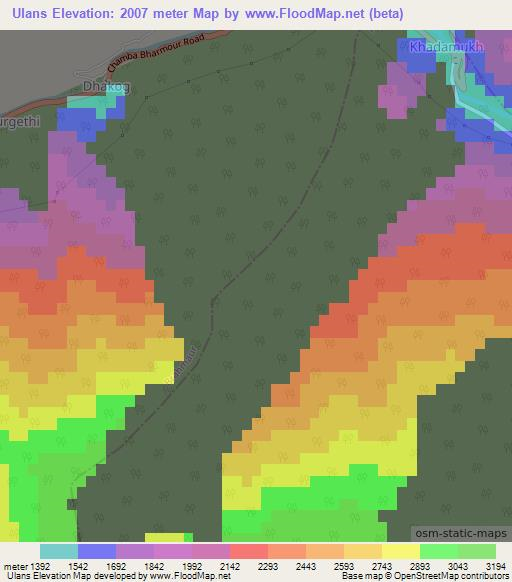 Ulans,India Elevation Map