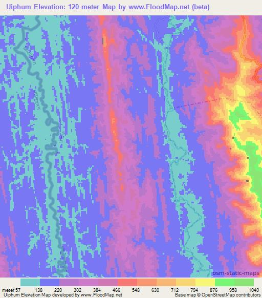 Uiphum,India Elevation Map