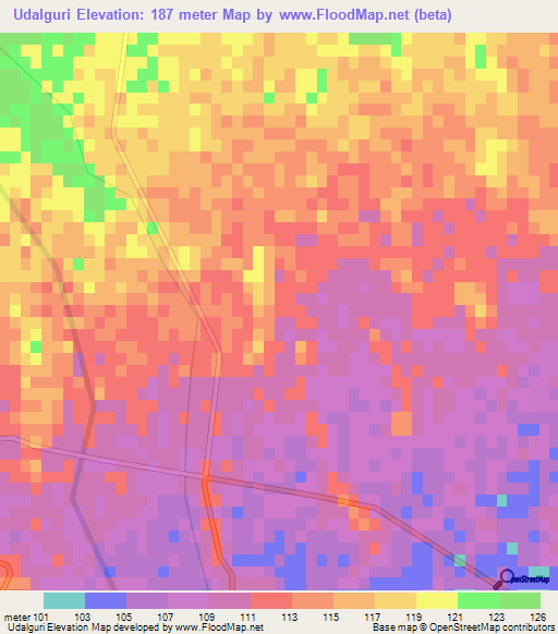 Udalguri,India Elevation Map