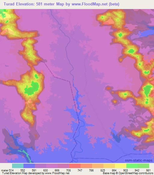 Turad,India Elevation Map
