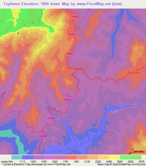 Tuphema,India Elevation Map