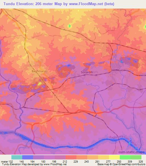 Tundu,India Elevation Map