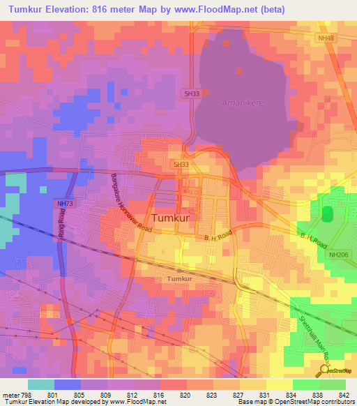 Tumkur,India Elevation Map