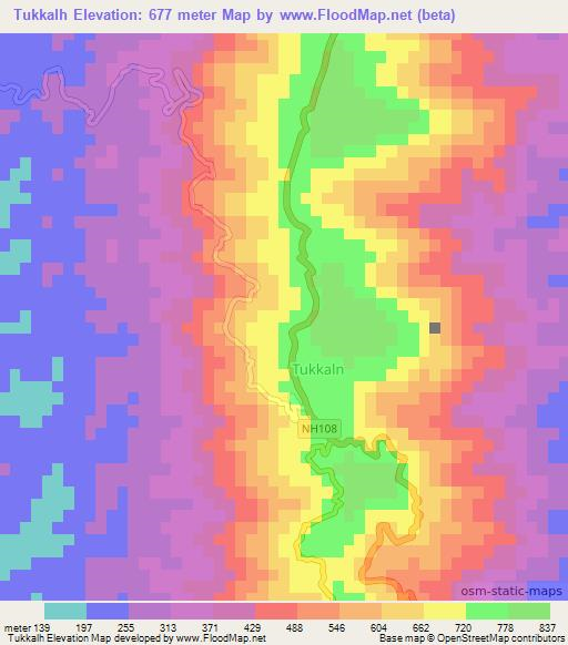 Tukkalh,India Elevation Map