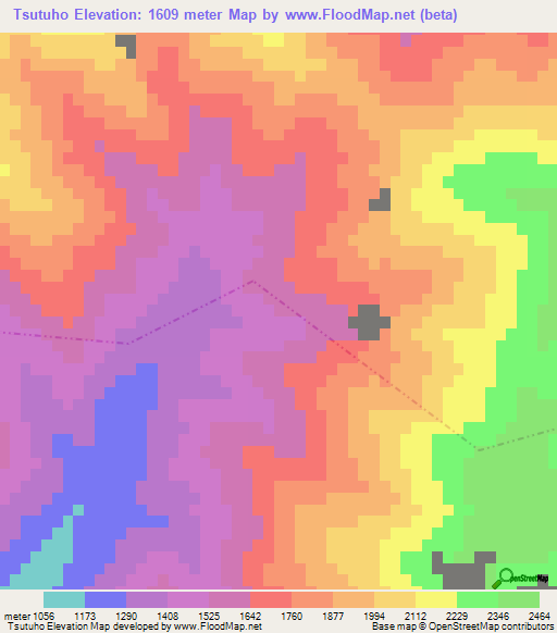 Tsutuho,India Elevation Map