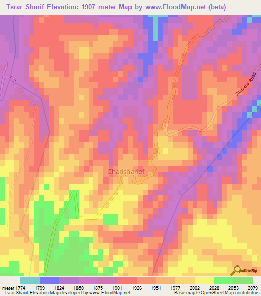Tsrar Sharif,India Elevation Map
