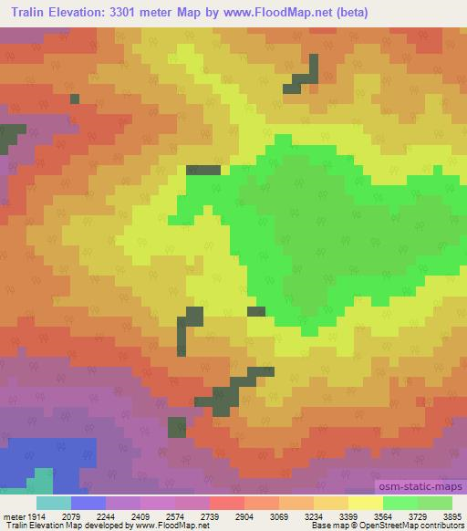 Tralin,India Elevation Map