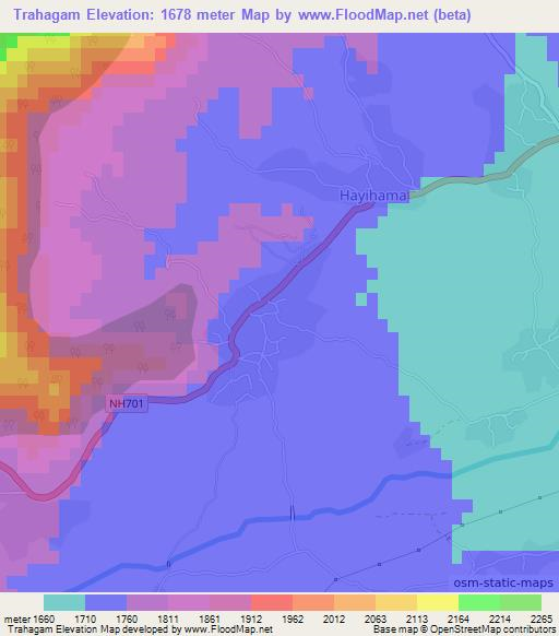 Trahagam,India Elevation Map