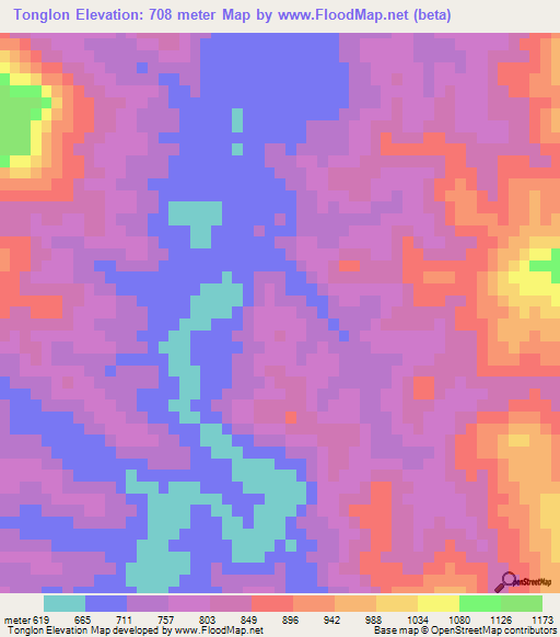 Tonglon,India Elevation Map