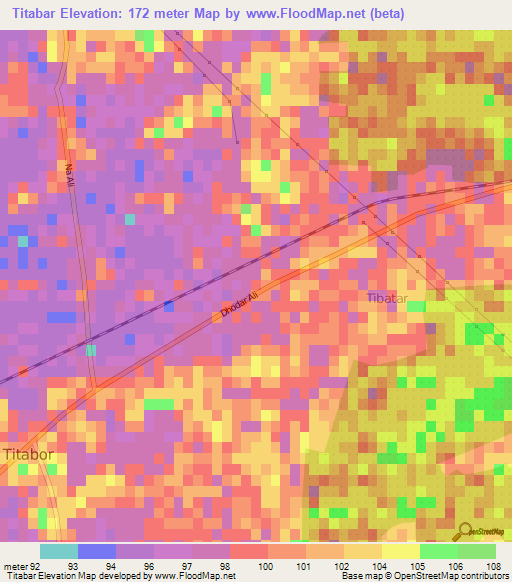 Titabar,India Elevation Map