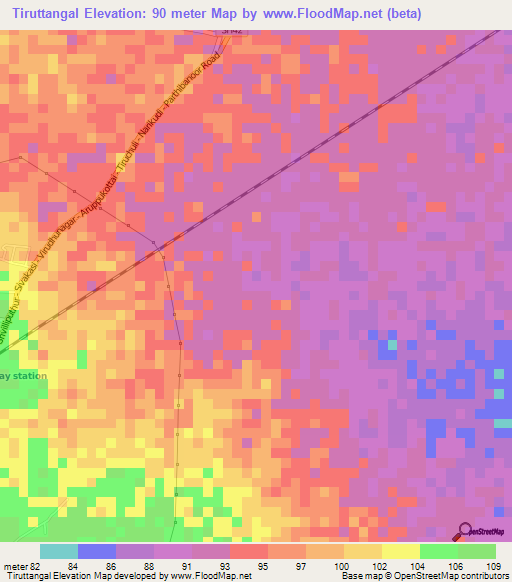 Tiruttangal,India Elevation Map