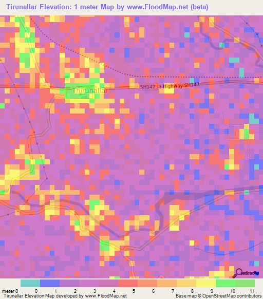 Tirunallar,India Elevation Map