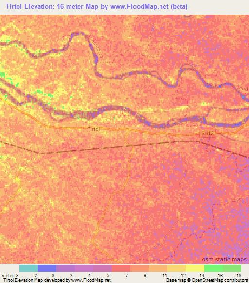 Tirtol,India Elevation Map