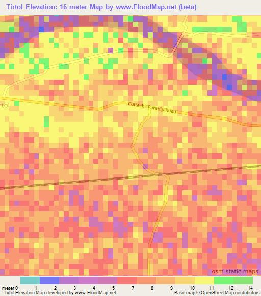 Tirtol,India Elevation Map