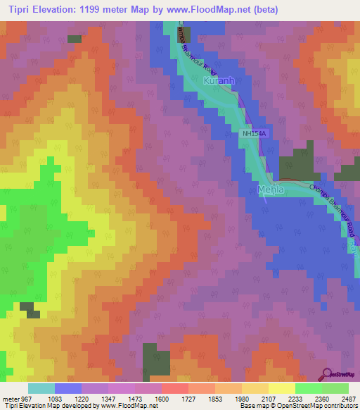 Tipri,India Elevation Map