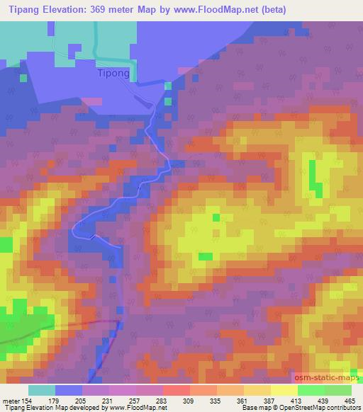 Tipang,India Elevation Map