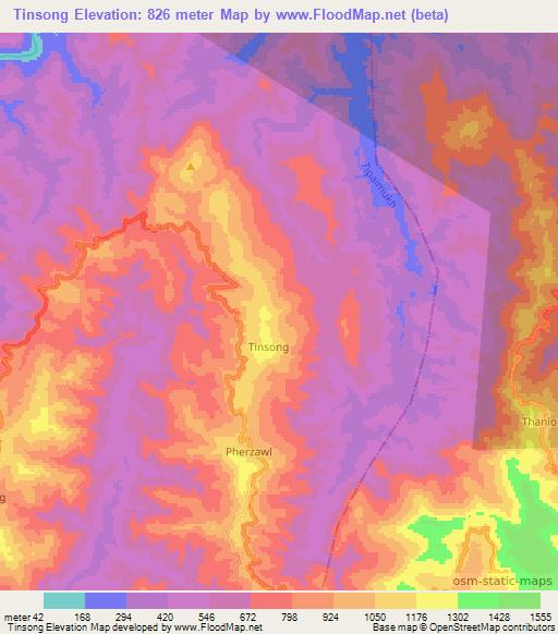 Tinsong,India Elevation Map