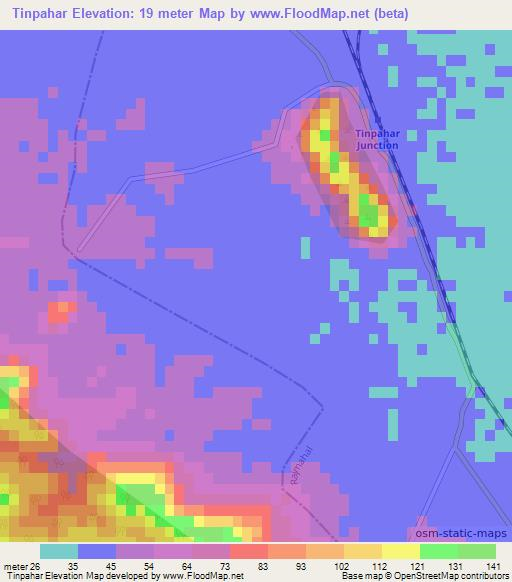 Tinpahar,India Elevation Map
