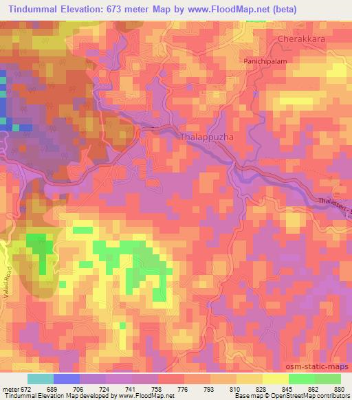Tindummal,India Elevation Map