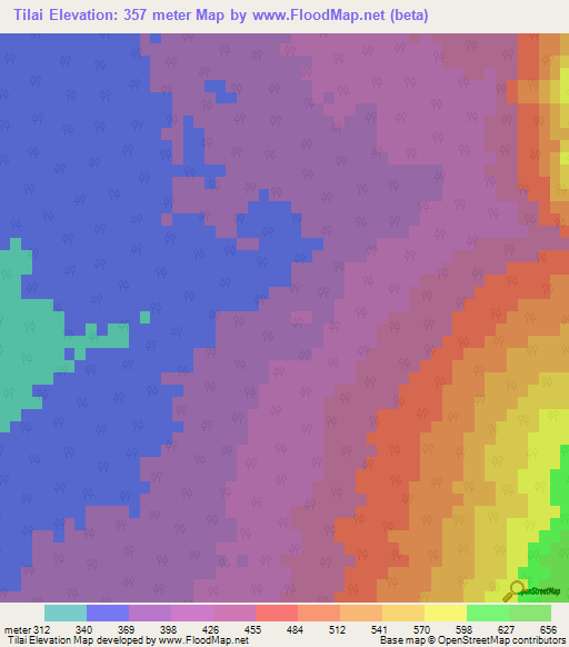 Tilai,India Elevation Map