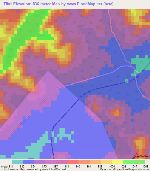 Tikri,India Elevation Map