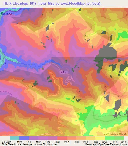 Tiklik,India Elevation Map