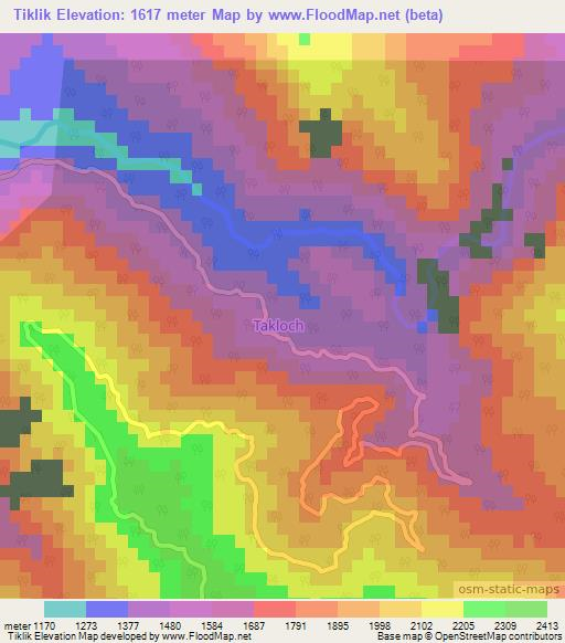 Tiklik,India Elevation Map