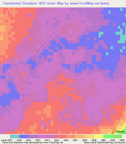 Tianshuihai,India Elevation Map