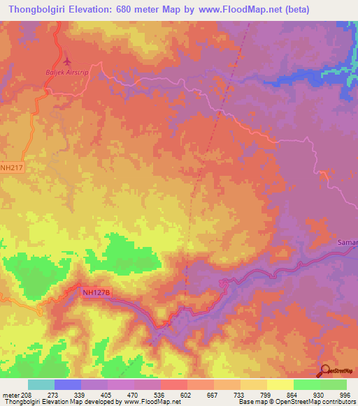 Thongbolgiri,India Elevation Map