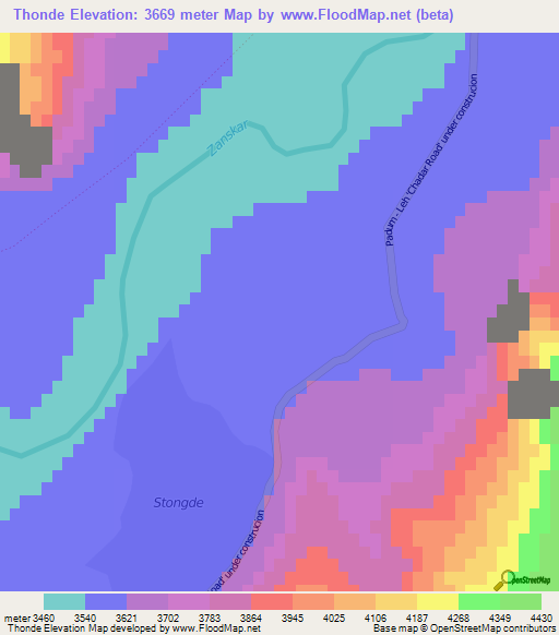 Thonde,India Elevation Map