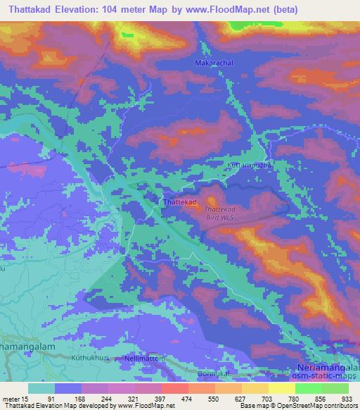 Thattakad,India Elevation Map
